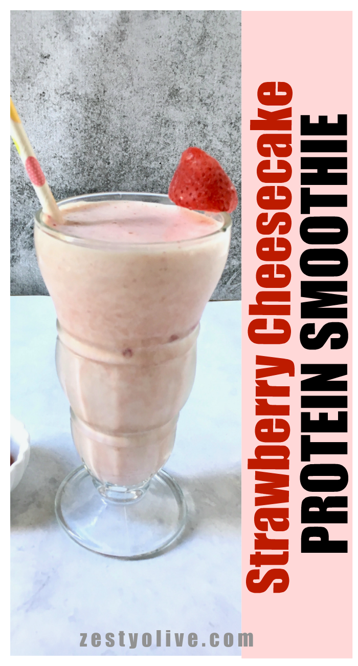 Try this healthy Strawberry Cheesecake Protein Smoothie for a delicious variation on a fruit-based smoothie. The cream cheese adds just the right amount of cheesecake-like creaminess to make this smoothie a decadent, yet healthy treat.