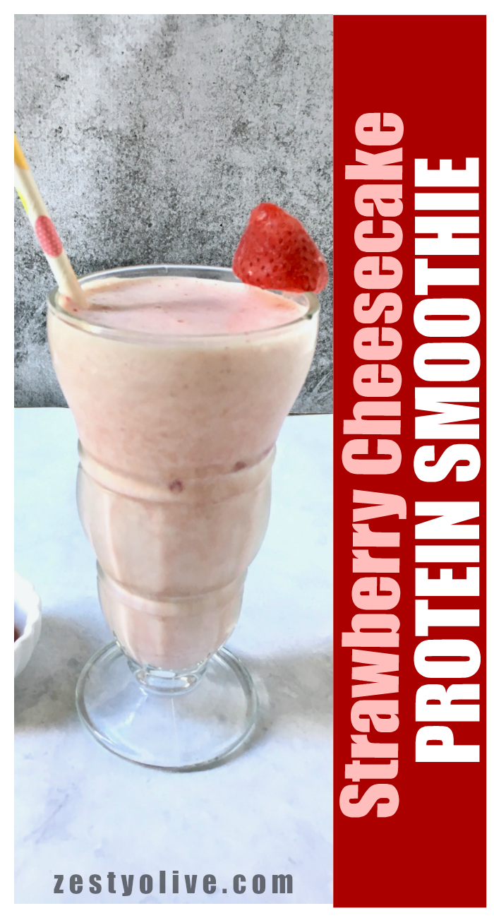 Try this healthy Strawberry Cheesecake Protein Smoothie for a delicious variation on a fruit-based smoothie. The cream cheese adds just the right amount of cheesecake-like creaminess to make this smoothie a decadent, yet healthy treat.