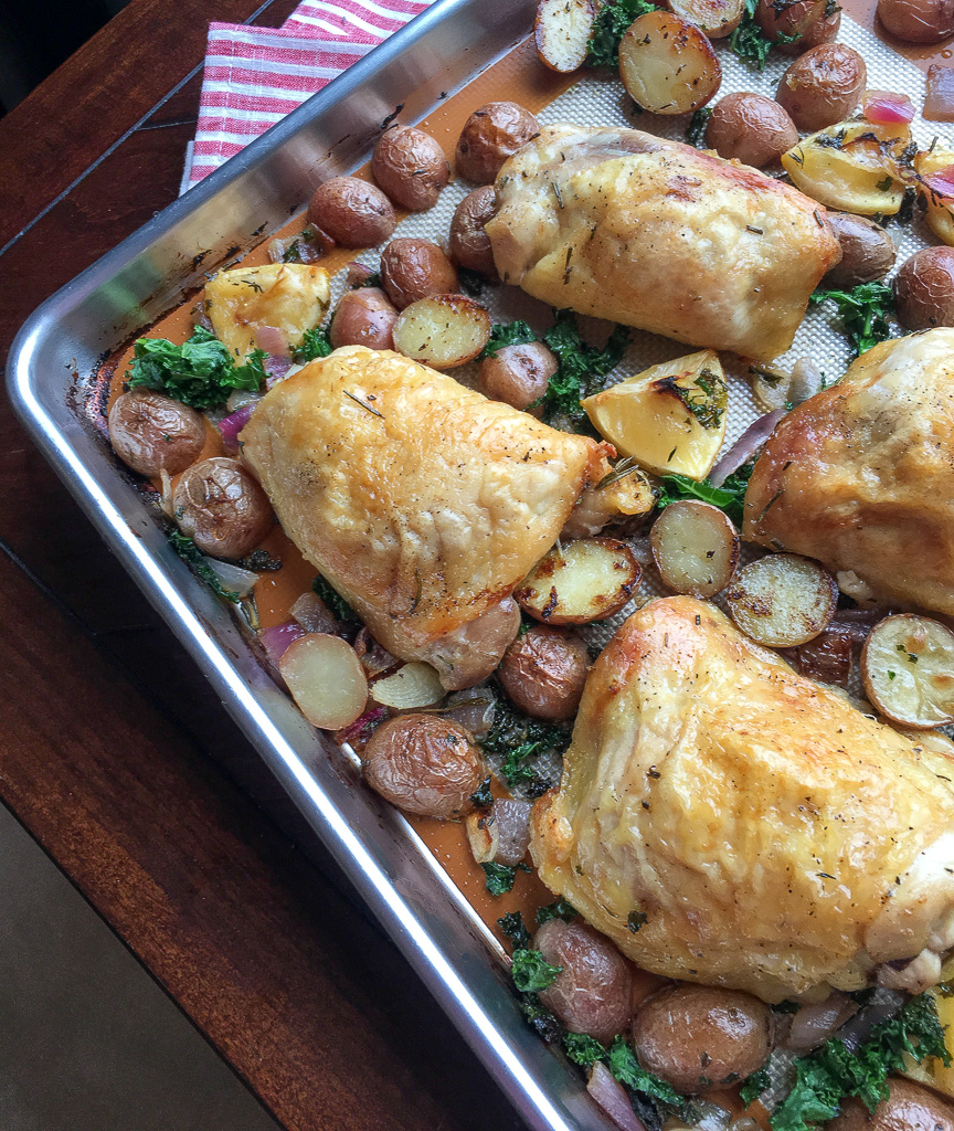 This easy Sheet Pan Herb-Roasted Chicken with Red Potatoes will become a family favorite. This dinner can be prepped and in the oven in 10 minutes. Serve up this delicious, juicy chicken and savory potatoes and be prepared for the compliments!