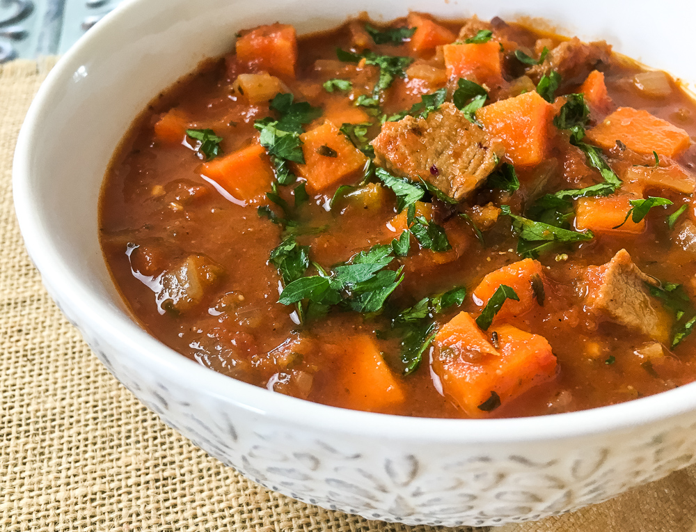  This quick and flavorful one pot Dutch Oven Pork Tenderloin And Sweet Potato Stew is super easy to put together on a busy weeknight.