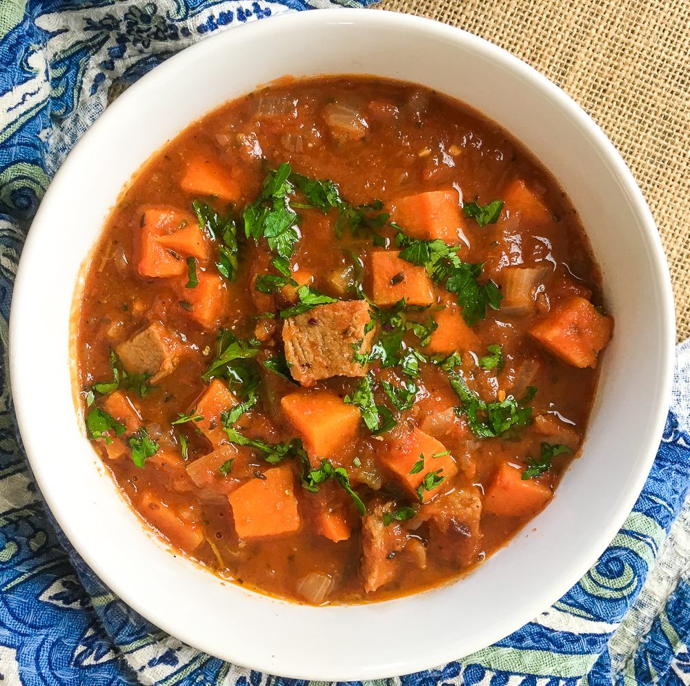 Dutch Oven Pork Tenderloin And Sweet Potato Stew * Zesty Olive Simple