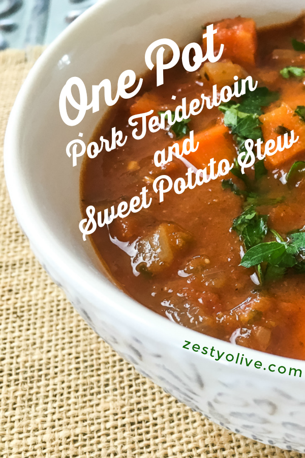 This quick and flavorful one pot Dutch Oven Pork Tenderloin And Sweet Potato Stew is super easy to put together on a busy weeknight. My dutch oven does all the work to keep the pork tender while perfectly cooking the spicy veggies for a delicious melt-in-your-mouth hearty stew.