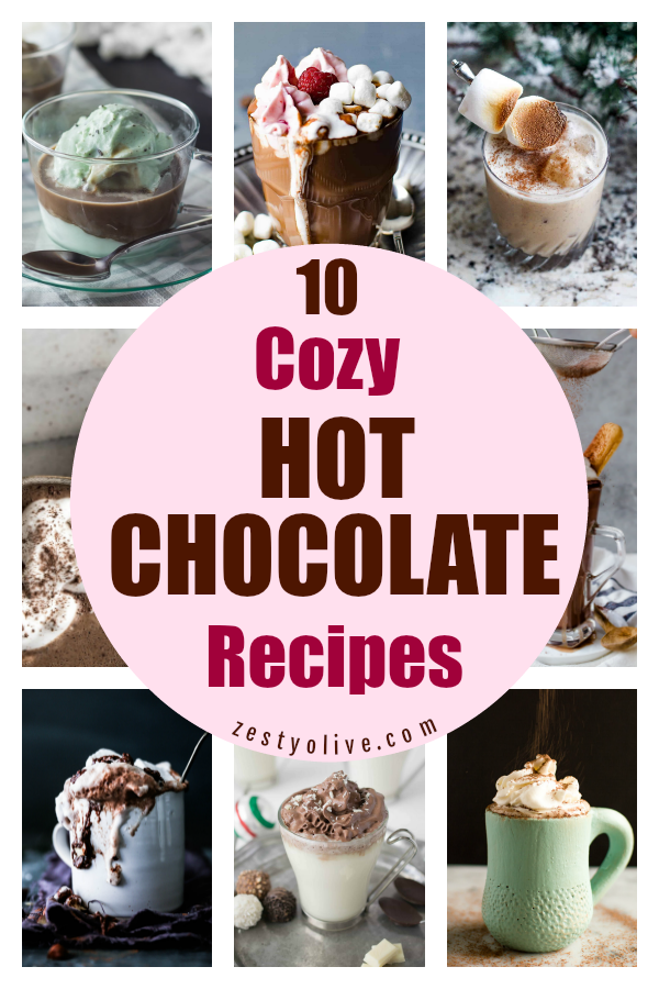 The rich decadent flavors of chocolate cocoa mingled with spices and topped with marshmallows or whipped cream is the coziest way to stay warm this season. Here are 10 delicious variations of homemade hot chocolate. A few have been elevated to a spiked adult beverage.