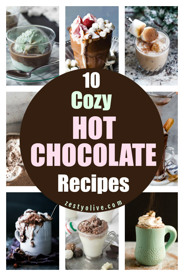 The rich decadent flavors of chocolate cocoa mingled with spices and topped with marshmallows or whipped cream is the coziest way to stay warm this season. Here are 10 delicious variations of homemade hot chocolate. A few have been elevated to a spiked adult beverage.
