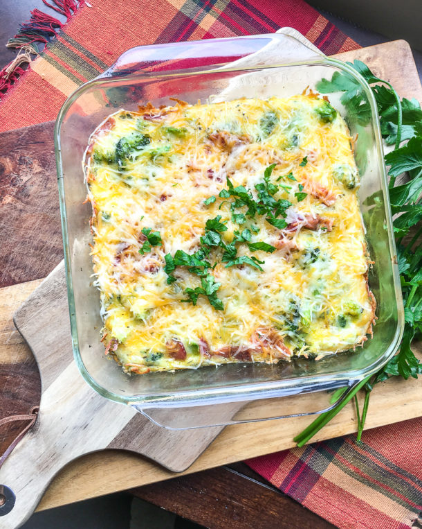 Keto Breakfast Casserole With Eggs, Bacon, Broccoli And Cheese * Zesty ...