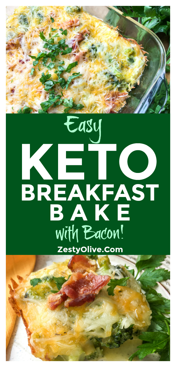Try this easy Keto Breakfast Casserole with eggs, bacon, cheese and broccoli. It's so delicious and easy to put together that we like it for dinner, too!