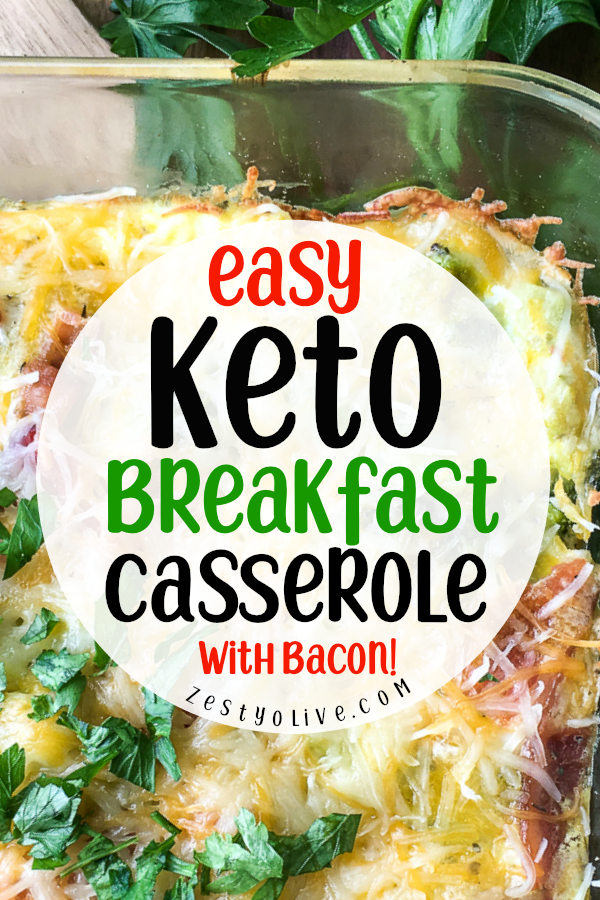 Try this easy Keto Breakfast Casserole with eggs, bacon, cheese and broccoli. It's so delicious and easy to put together that we like it for dinner, too!