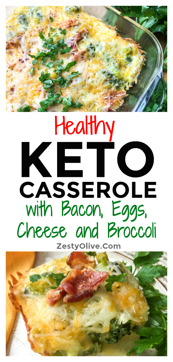 Try this easy Keto Breakfast Casserole with eggs, bacon, cheese and broccoli. It's so delicious and easy to put together that we like it for dinner, too!